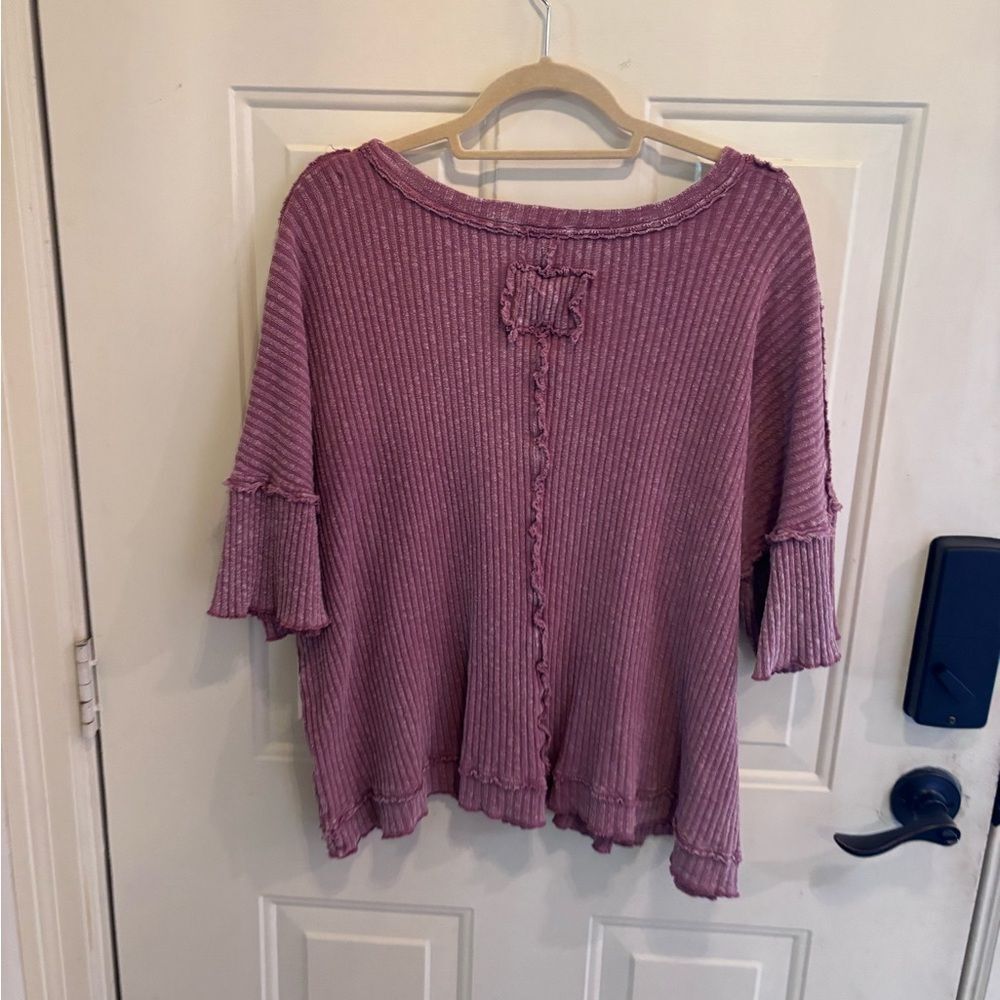 Anthropologie Easel Dusty Rose Ribbed Tunic Top - Picture 4 of 4